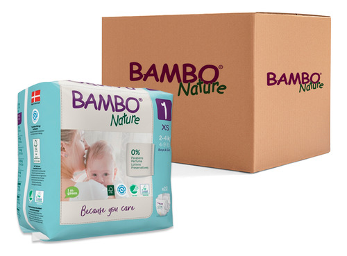 Caja Talla Xs (132 Uds.) - Caja De Pañales Ecológicos Bambo 