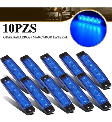10 Led Luces Laterales De Marcador Para Camión Remolque Azul