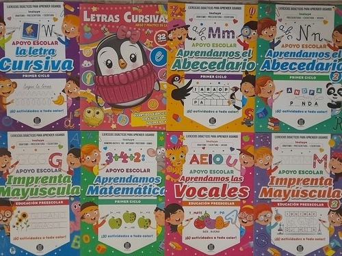 Pack X 8 Libros Infantiles Didácticos P/pintar Apoyo Escolar