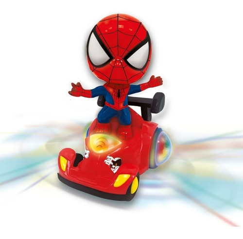 Spiderman Super Car Auto Con Luz Y Sonido Gira 360 Ditoys