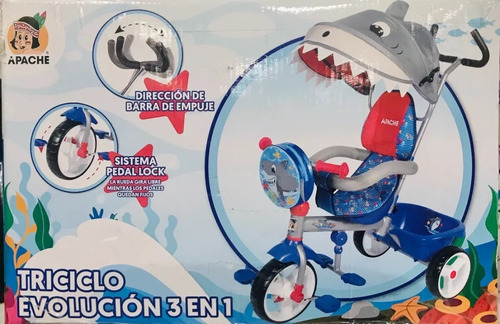 Triciclo Tiburón Etapas 3 En 1 Carriola Toldo Apache En Caja (Usado)