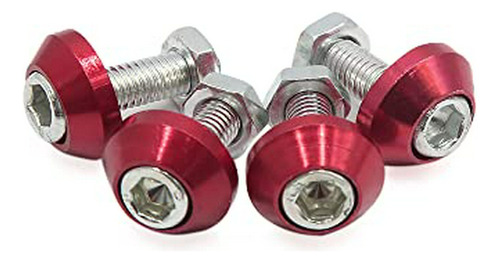 Uxcell 4 Piezas Rosa Rojo 6 Mm Diámetro De Rosca Motocicleta