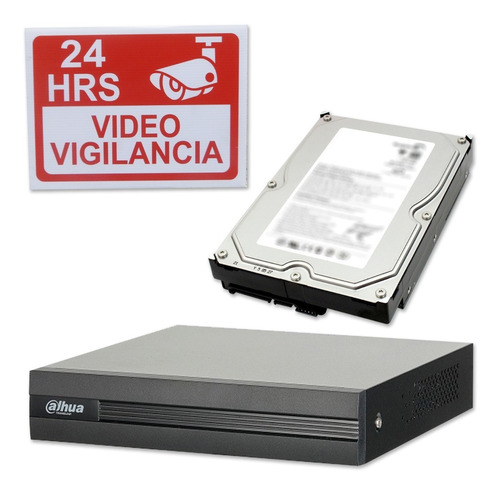Imagen 1 de 8 de Kit De Grabación Dahua Xvr4104cnx1kit 4ch 1080p Hdd 500gb