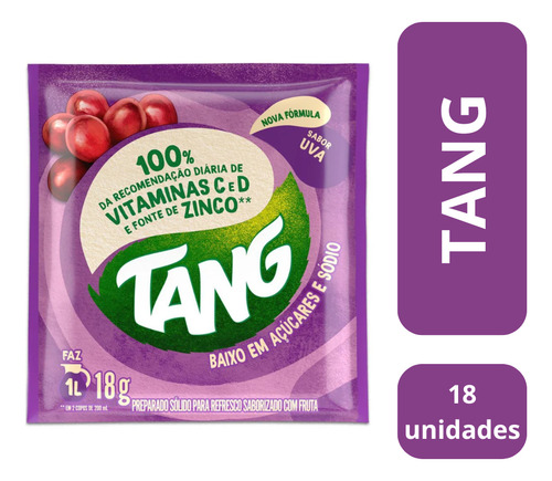 Refresco Em Pó Uva Pacote 18 Sachês 18g Tang