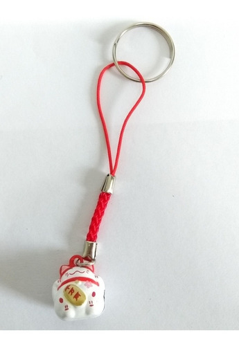 Imagem 2 de 4 de Chaveiro Maneki Neko C/ Guizo Pingente P/ Celular Ref-a Novo