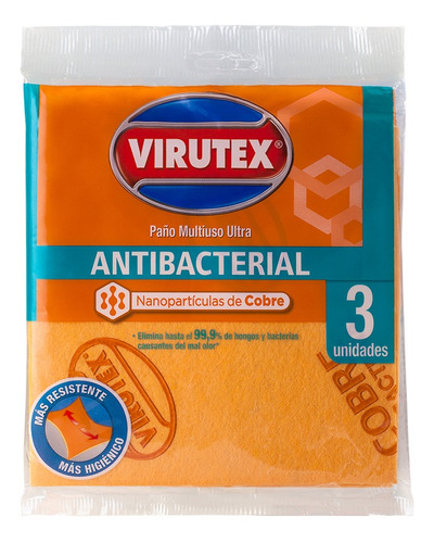 Paño Multiuso Cobre Virutex Antibacterial X3