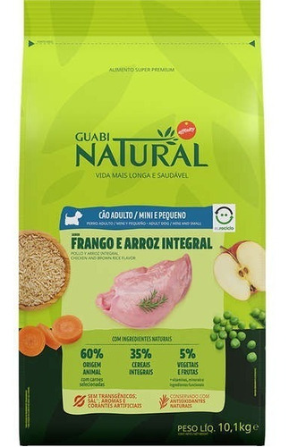 Ração Guabi Natural Cão Ad Mini Frango E Arroz Integral 10kg