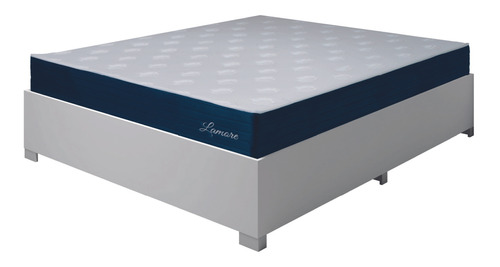 Cama Box Casal Queen Desmontável Colchão Molas Lamore Azul