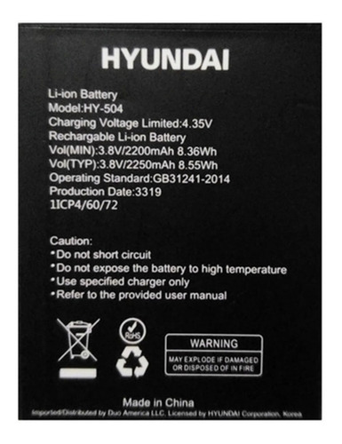 Bateria Pila Hyundai E504 2250mah Tienda Chacao