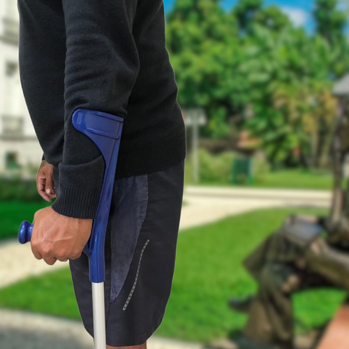 Muleta Canadense Reforçada Alumínio 9 Níveis 130kg Azul Alo