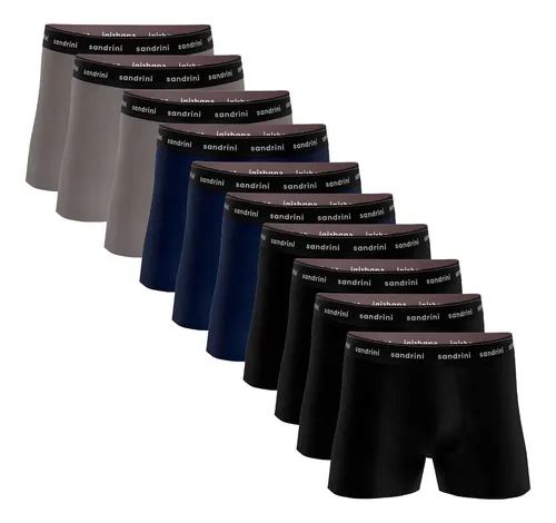 Kit 10 Cuecas Boxer Sandrini Masculinas Algodao Conforto