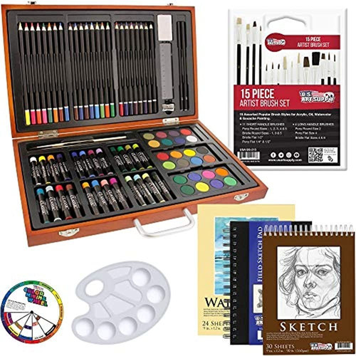 Kit Para Dibujo Tecnico 82 Piezas Con Maletin De Madera Lujo