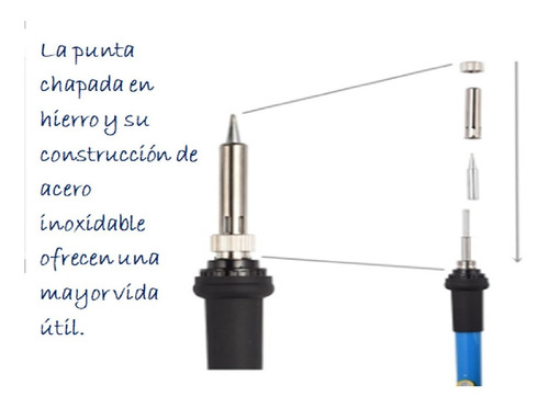 Imagen 5 de 6 de Kit Cautin Soldador 60 Watts Ajustable Electrónica (13 Pzas)