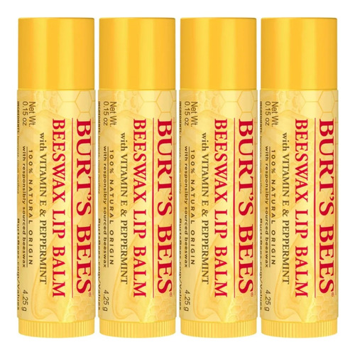 Lip Balm Burt's Bees Kit Com 4 Beewax 100% Natural 4.25g