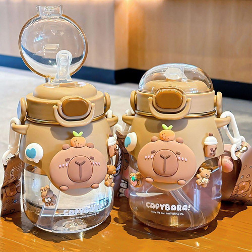 Yy Botella Agua Capybara Con Pajita Linda Botella De