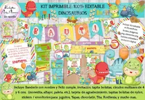 Comprar Kit Imprimible Candy Bar Dinosaurios Cumple 100% Editable