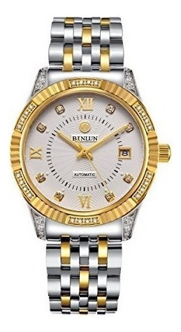 Binlun Mens Two Tone 18k Chapado En Oro Reloj De Pulsera De