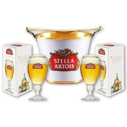 Kit Balde De Gelo Com 2 Taças Stella Artois Produto Original