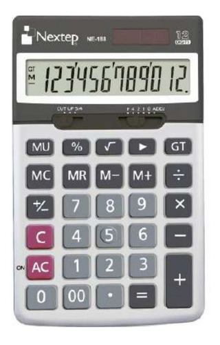 Calculadora Nextep 12 Dígitos Cubierta Metálica Escrit /v Color Gris