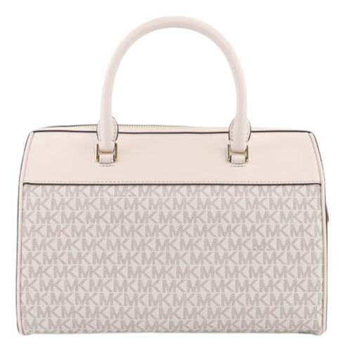 Bolsa Michael Kors Jet Set Travel Logo Multi Duffle Acabado de los herrajes Dorado Color Blanco Color de la correa de hombro Beige Diseño de la tela Monograma