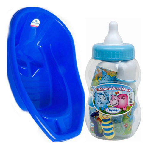 Bañera De Bebé 26 L + Mamadera Maxi Con Accesorios Regalo 