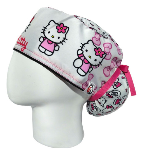 Gorro Quirúrgico Mujer + Lanyard Hello Kitty Blanco 