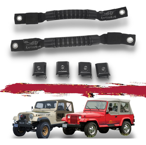 Par Agarraderas Puerta Nylon Jeep Wrangler Cj 76-86 Yj 87-95