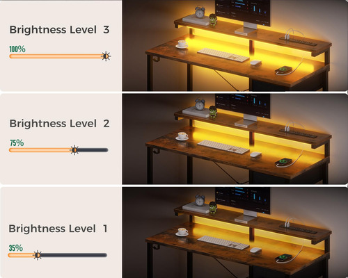 Aodk Escritorio Para Juegos Con Luces Led Y Toma De