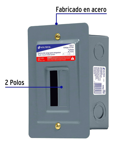 Centro De Carga Empotrable, 2 Polos, Volteck 47194