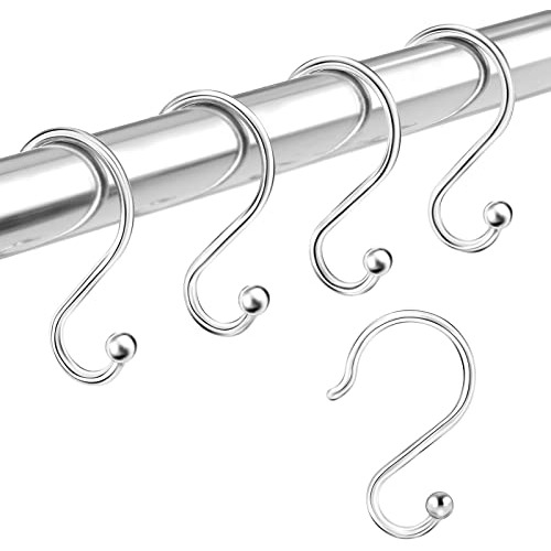 Silver Shower Curtain Hooks Rings, Never Rust Proof And...