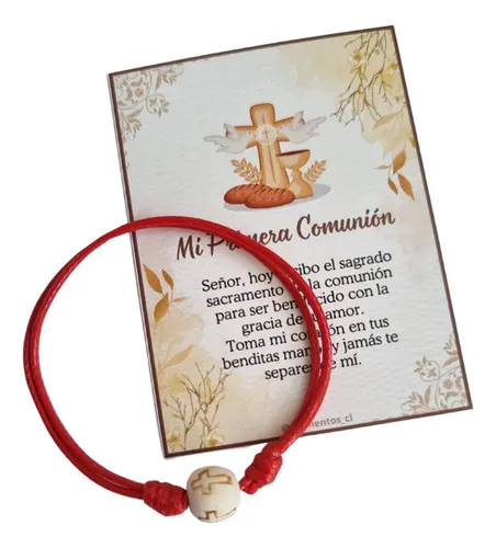 comprar Recuerdos Encintados Primera Comunion 12 Hilo Rojo + Tarjeta