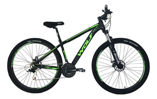 Mountain bike Wolfbike MTB Wolf  2023 R29 M 21v frenos de disco mecánico color negro/verde  