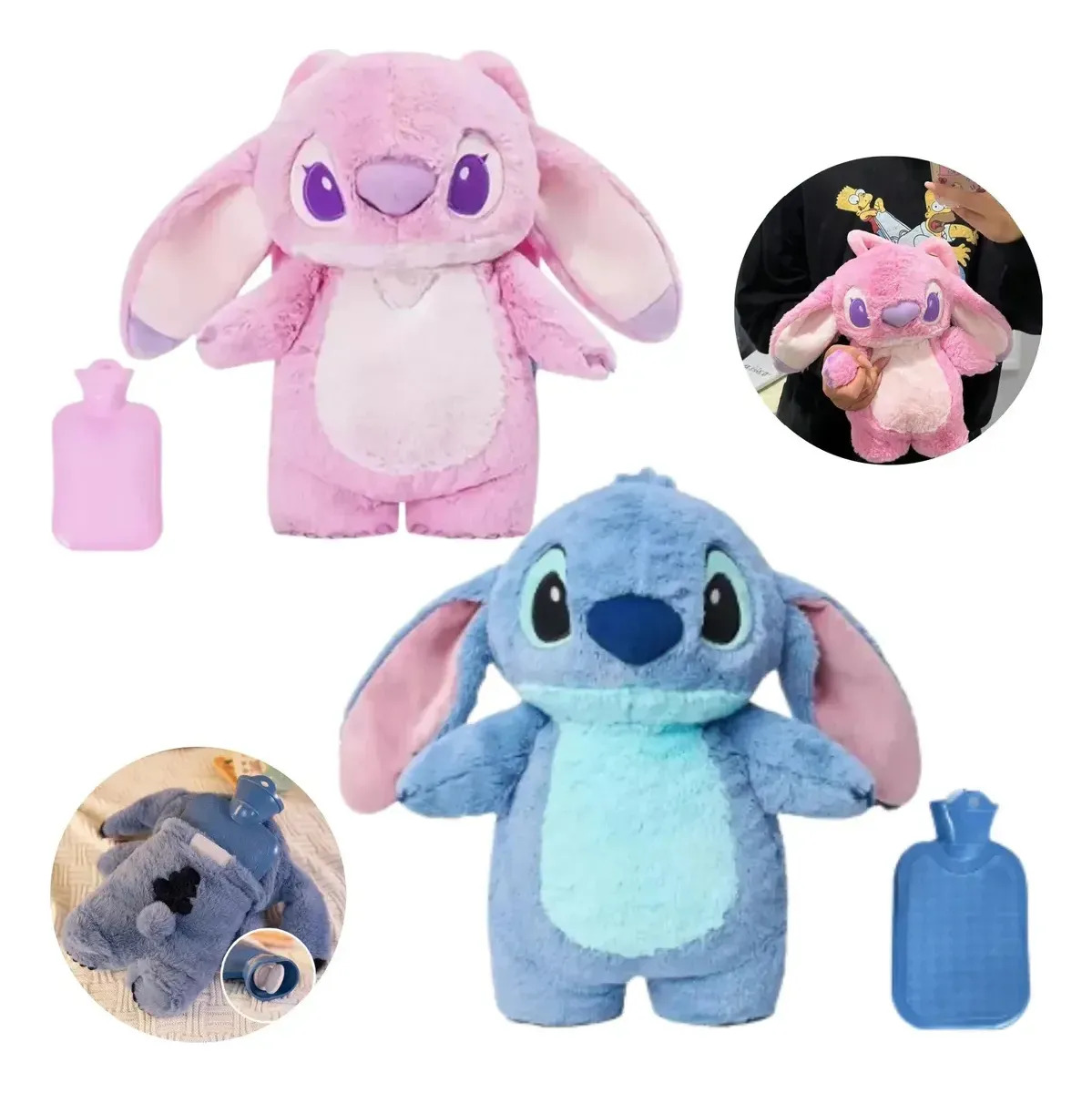 2 Piezas Peluche Stitch/oso Bolsa Agua Caliente P Colico Menstrual Naturalfeel