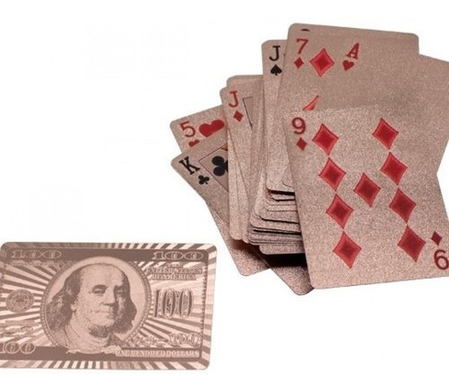Baralho Bronze Plastico Folheado Poker Truco Cartas Jogos