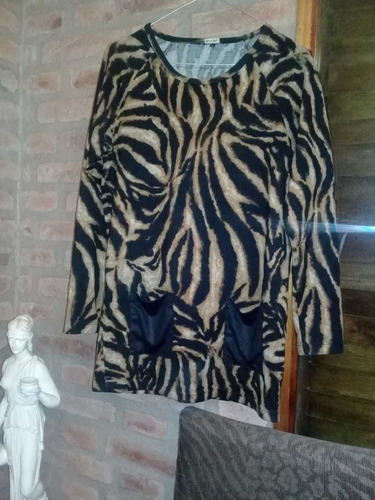 Remerón Animal Print Con Bosillos D Cuero