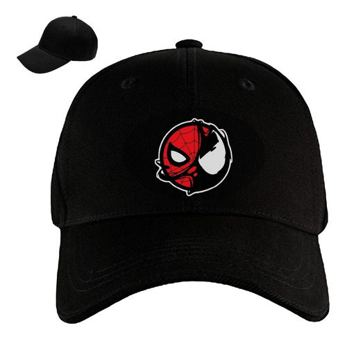 Gorra Drill Spider-man Logo Cara Rojo Y Negro Venom Pht 