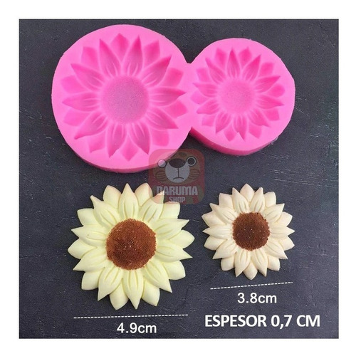 Imagen 3 de 5 de Molde Silicon 2 Flor Girasol Fondant Porcelana Fria Belgrano