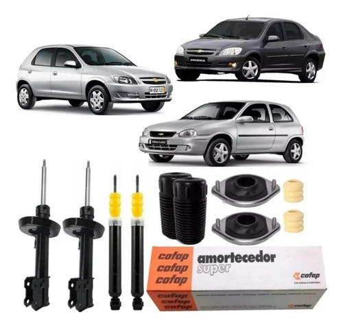 4 Amortecedor + Kits Corsa Celta Prisma 2009 2010 2011 2012