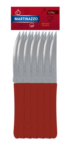 Cubiertos Cuchillo De Mesa X12 Acero  Inoxidable Rojo