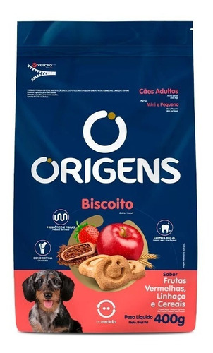 Petisco Origens Biscoito Cães Porte Pequeno Linhaça 400g