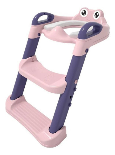 Adaptador Y Bacín De Baño Para Niños Producto 2 En 1 Color Rosa/Ojitos Liso