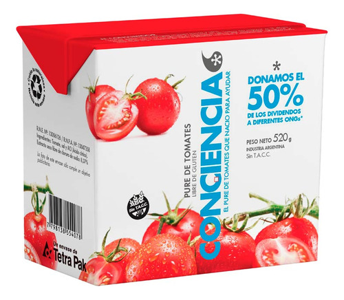 Pack X 36 Unid. Pure  Tb 520 Gr Conciencia Pure De Tomates