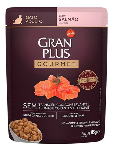 Sachê Para Gato Adulto Sabor Salmão 85g Gran Plus 