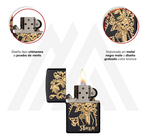 Imagen 5 de 10 de Encendedor Zippo Lighter Joker Negro
