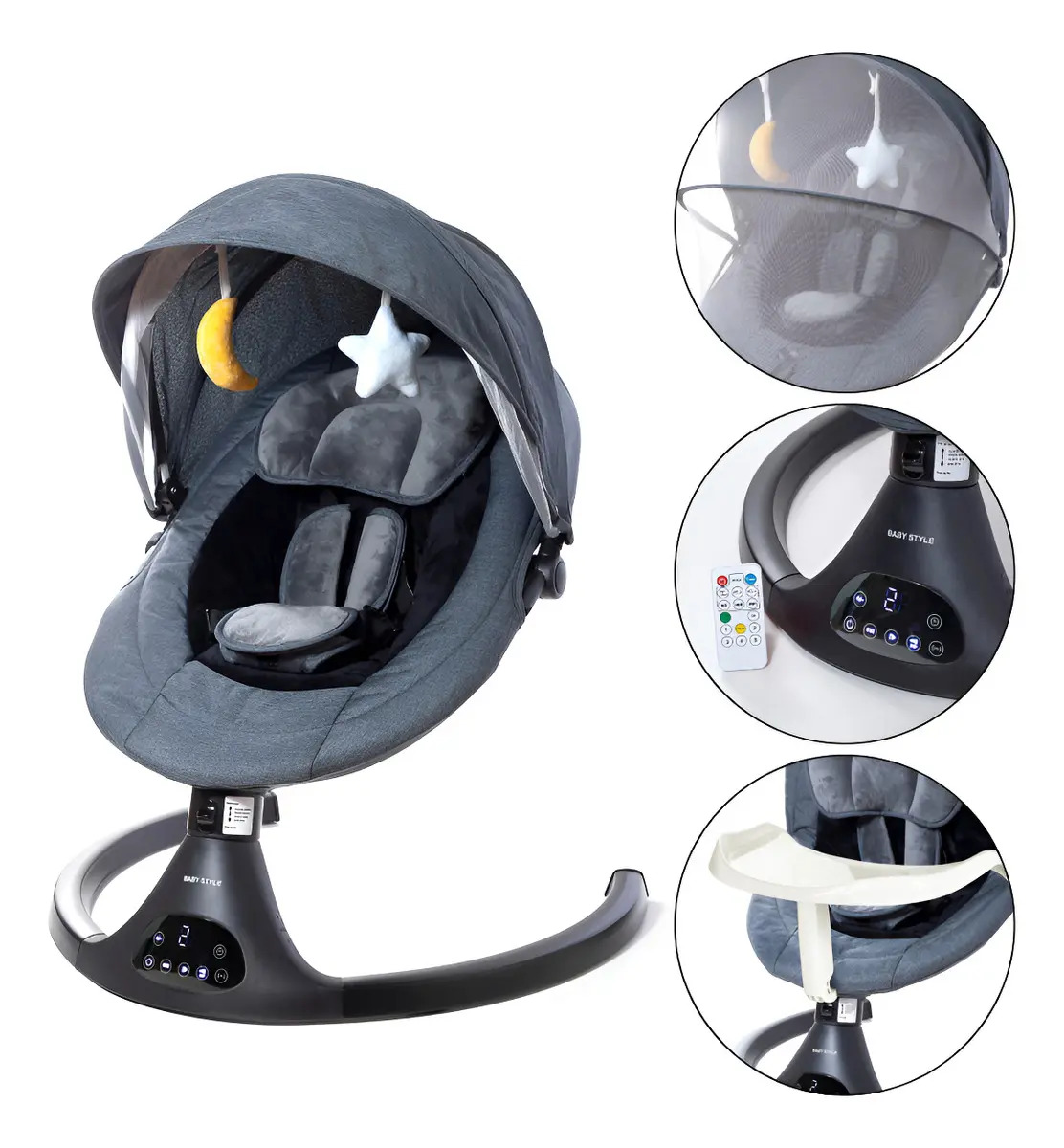 Repouseira Vibratória Infanti Bliss Baby Style Cor Preto Lisa