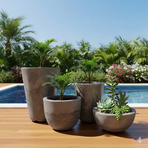 Jogo 4 Vasos Planta Flor Decoração Luxo Jardim Marmorizado