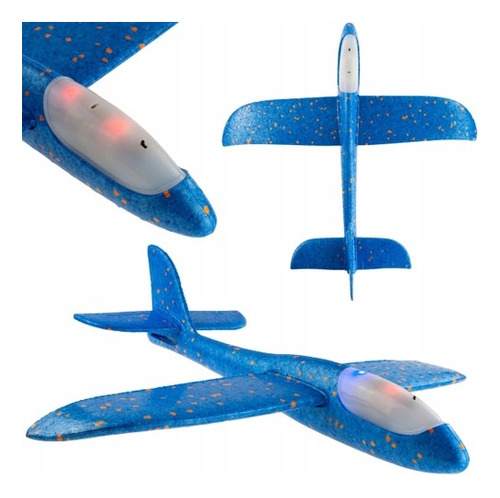 Avião Planador De Isopor Com Led Colorido Manual E Flexível