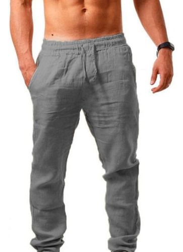 Pantalon Algodon Lino Para Hombre Cordon Cintura Elastica