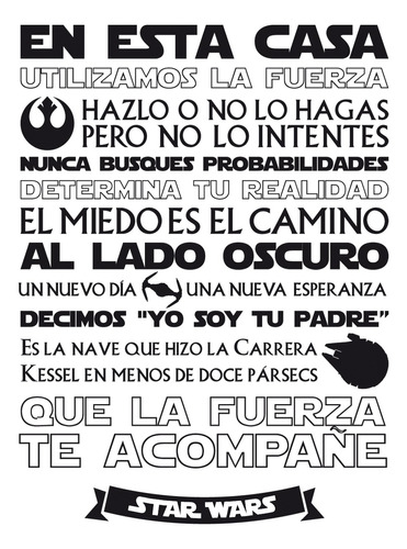 Vinilo Adhesivo Decorativo Pared En Esta Casa - Star Wars 1m