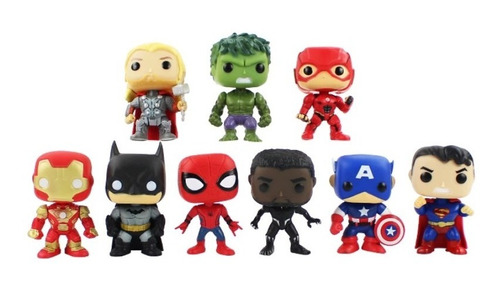 Kit 9 Bonecos Marvel Dc Batman Hulk Superman Thor Capitão